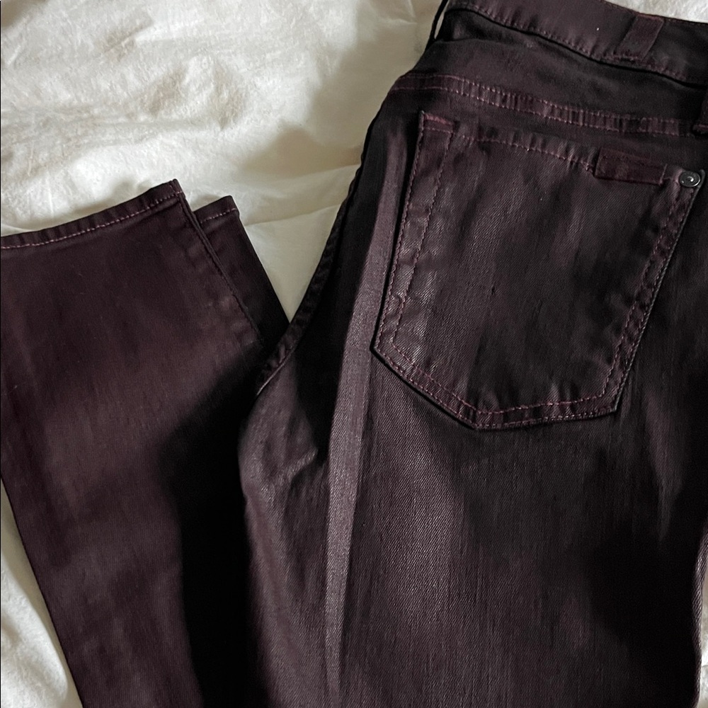 7 For All Mankind Dark Burgundy Coated  Jeans